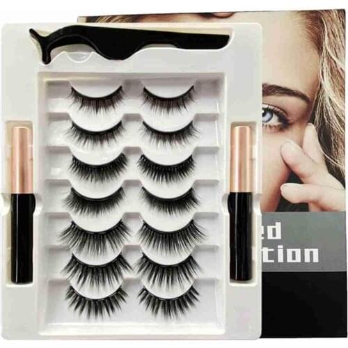 7 Pairs Magnetic Eyelashes Curler Set Long 3D Magnetic Lashes Thick Eye Dramatic Volume Eyelashes False Makeup Lashes Natur V8Z6