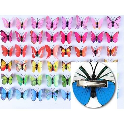 Hair Accessories 20Pcs/Lot PVC Plastic Simulation 3d Butterfly Hairpin Party Decoration Cute Barrette Multicolor Girls Hair Clip