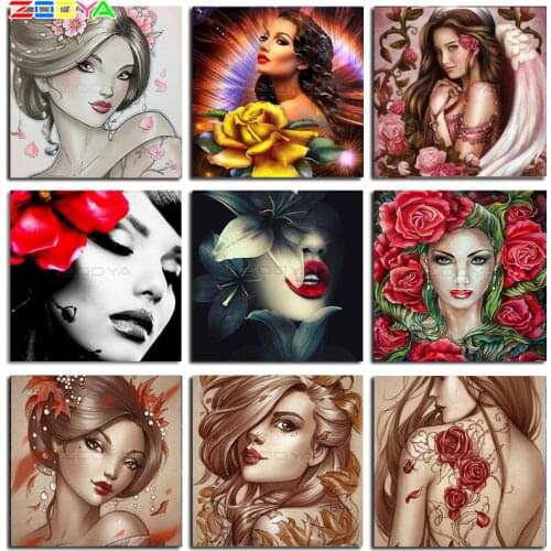 ZOOYA 5D DIY Diamond Embroidery Ancient Beauty Woman &Flower Series Diamond Painting Cross Stitch Round Mosaic Decoration CJ1115