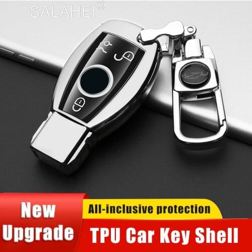 Car Key Cases Cover For Mercedes Benz W203 W210 W211 W124 W202 W204 AMG Soft TPU Remote Key Fob Shell Accessories Car-Styling