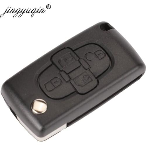 Jingyuqin VA2/HCA Uncut Blade 4 Butttons Car Key Shell Flip Floding Fob for Peugeot 1007 CE0523 Remote Fob Remote Key Case