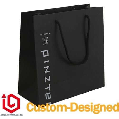 Black paper bag silver plating logo Hot stamping jewlerypackaging iDreampackaging