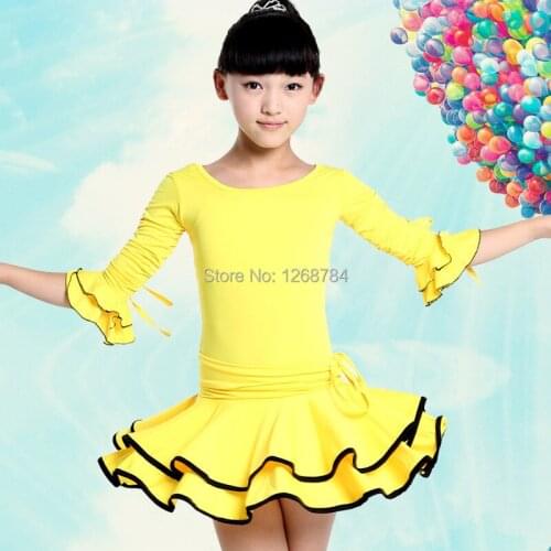 New 2014 Children Latin Dance Skirt Costume Ballroom Clothing Latin Competition Set Latin Dance Dress For Girls