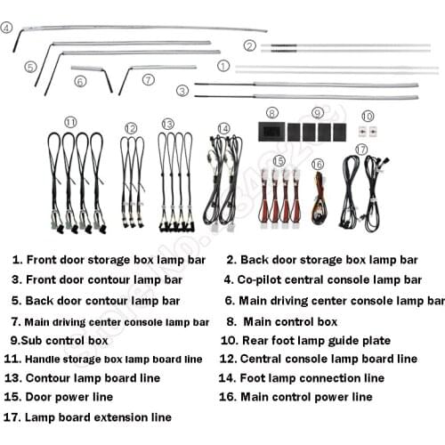 For Mazda Atanza 2020 Car Ambient Light 64-Color Set Button Control Decorative Atmosphere Lamp illuminated LED strip lighting