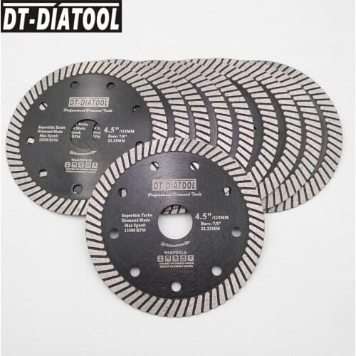 DT-DIATOOL 10pcs/pk 4.5" Super Thin Turbo Diamond Saw Blade 115mm Hot Pressed Cutting Discs for Cutting Hard Material Ceramic