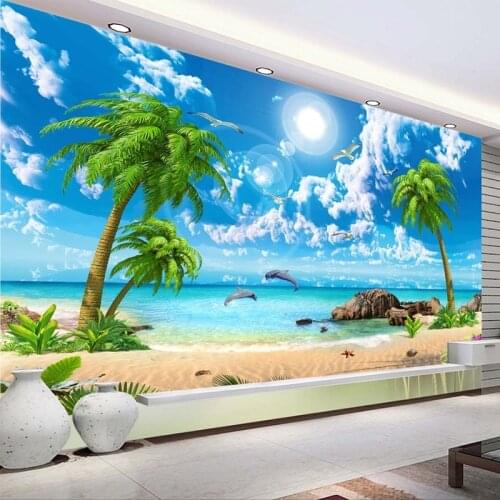Photo Wallpaper 3D Sea Landscape Murals Living Room TV Sofa Background Wall Self-Adhesive Waterproof Wall Papers Wall 3D Sticker