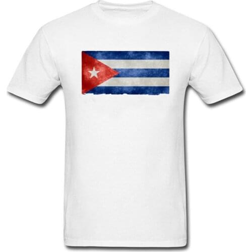 Retro Cuba Flag T Shirt Men Cheaper Pure Cotton Slim Fit Brand Tee Shirts For Guy Patriotic T Shirts On Sale Awesome T-Shirt