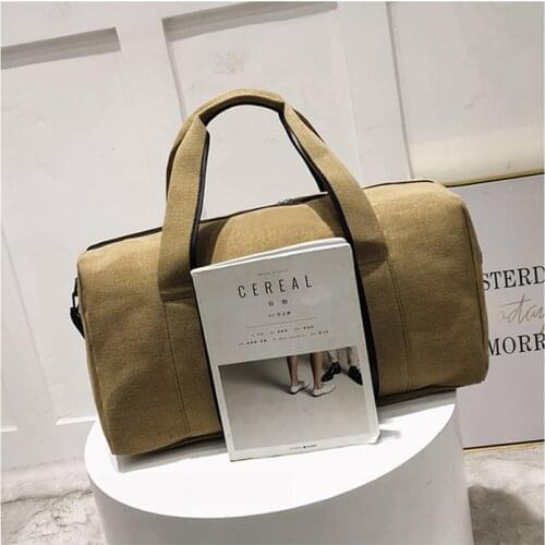 Canvas Simple Travel Luggage Handbags Solid Durable Duffel Shoulder Bags Crossbody Weekend Carry Organizer For Men Women