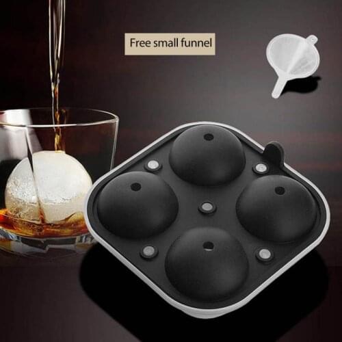 4-hole Ice Box Round Ice Hockey Mold Ice Maker Silicone Ice Ball Maker Mold Summer Drinking Kitchen Tool Ice Shot Glass Mold