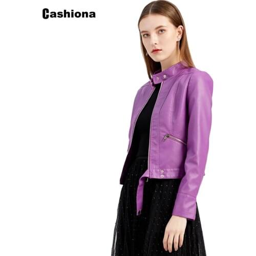 Lightweight 2021 Autumn Faux Pu Leather Jackets Large Size 3xl Women Fashion Top Slim Outerwear Zipper Biker Coats Short Jacket