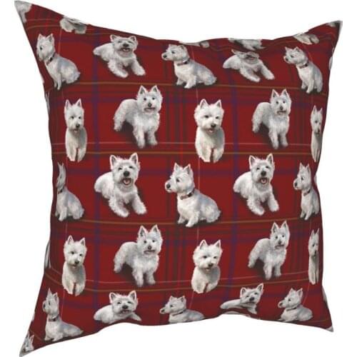 West Highland Terrier Westie Square Pillow Case Polyester Throw Pillow Cute Puppy Dog Casual Pillowcover Home Decor