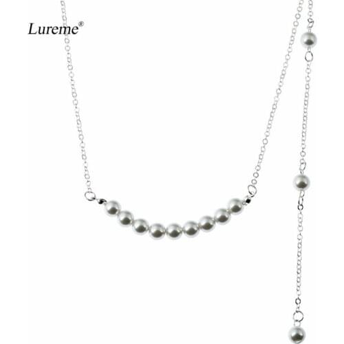 Lureme Women Simulated Pearl Clear Crystal Long Tassel Back Necklace Fashion Party Jewelry (nl005538)