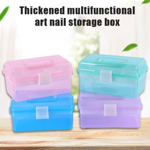 Multipurpose 2 Layer Plastic Storage Box Multifunctional Portable Manicure Kit Case with Handheld for Nail Design Tools LB88