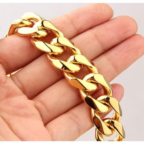 Trendy New Sale Stainless Steel Charming Gold Handmade Cuban Curb Chain Mens Womens Necklace/Bracelet Unisexs Jewelry 7-40