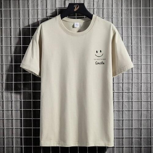 2021 Summer New T-shirt Mens Short Sleeves Pure Cotton Korean Edition Trend Popular Logo Couples Students Bottom Short T-shirt