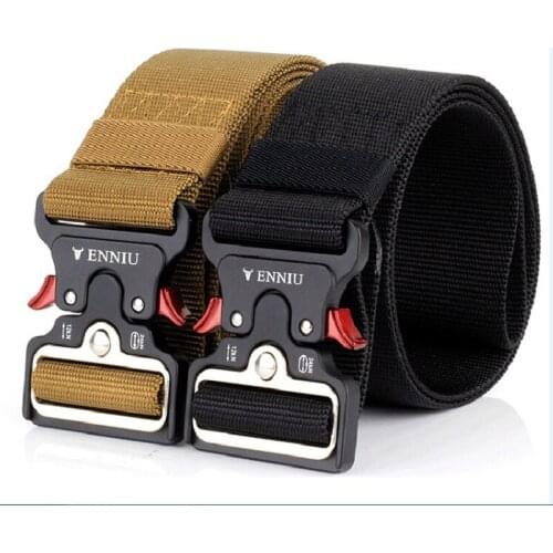 Mens Tactical Belt Heavy Duty Webbing Belt Adjustable Military Style Nylon Belts with Metal Buckle