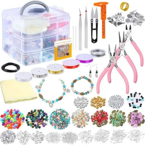 Jewelry Making Supplies Kit with Beads Charms Findings Jewellery Pliers Beading Wire for DIY Necklace Bracelet Earrings