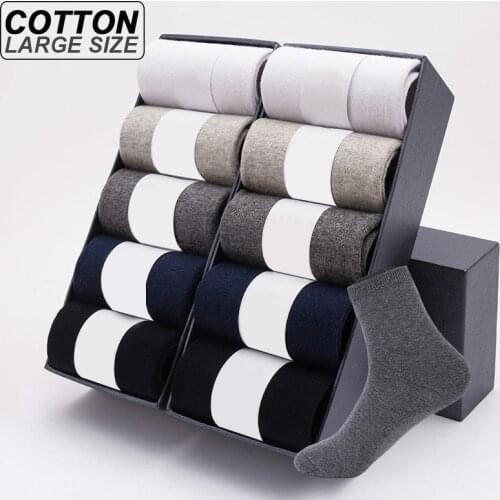 ZTOET Brand Mens Cotton Socks High Quality Black Business Soft Breathable Winter Male Long Socks New Style Plus Size (6-14)