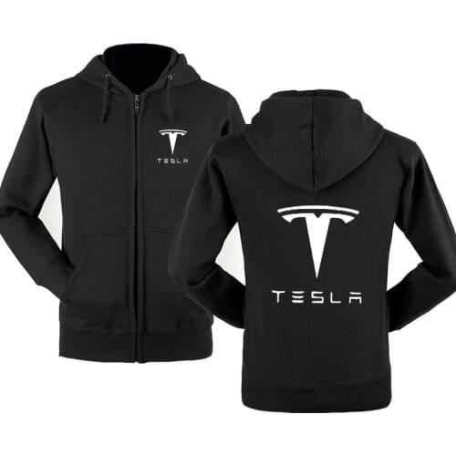 New Fashion Tesla Car Logo Sweatshirt Hoodies Men Hoody Spring Autumn Fleece Cotton Zipper Jacket HipHop Harajuku Male Clothing