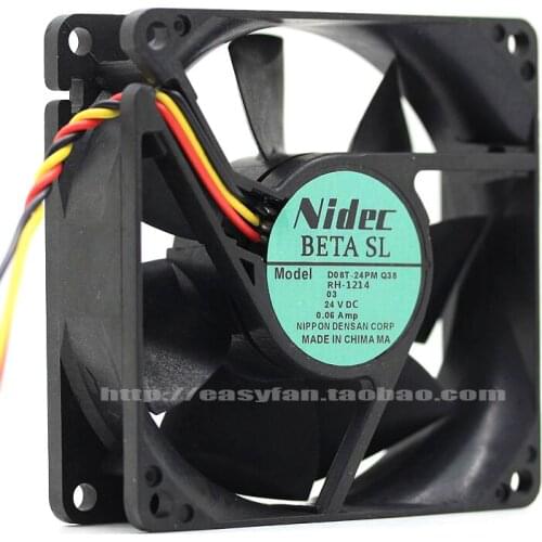 NEW NIDEC D08T-24PM Q3B 24V 8CM 8025 3PIN Ball bearing Frequency converter cooling fan
