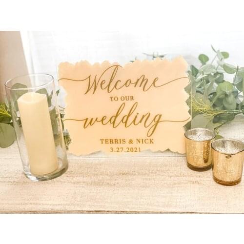 Plexiglass Wedding Welcome Sign Custom Ivory Acrylic Welcome Sign Entrance Baby Sign for Wedding Party Board Romantic Date