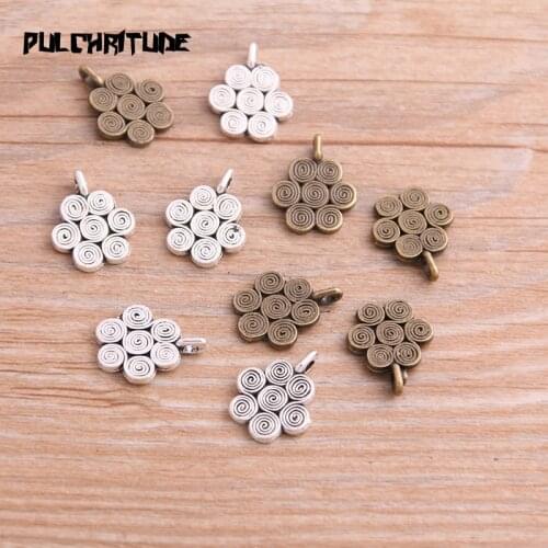 30PCS 12*15mm New Product Two Color Small Flower Charms Pendant Jewelry Metal Alloy Jewelry Marking