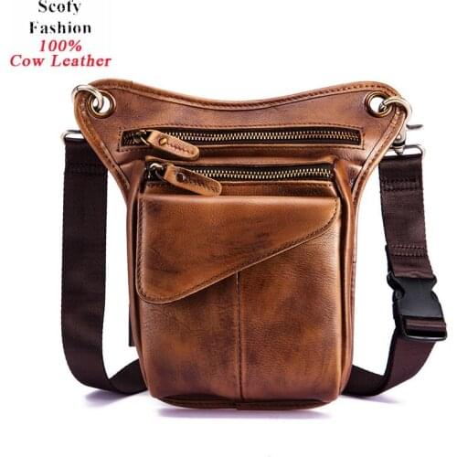 2020 New Arrival High Quality 100% Cowskin Genuine Leather Waist Bags Vintage Solid Retro Fanny Pack