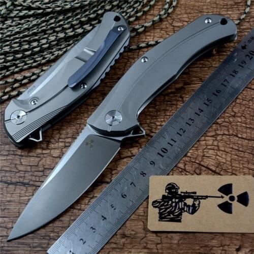 JR3215 Folding Pocket Knives D2 Stainless steel Blade Titanium alloy handle with pocket clip fast open for outdoor survival
