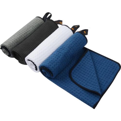 Microfiber Golf Towel Deep Waffle Weave Sports Towel Hook Design Easy To Clean Sunscreen Towel Light Weight Quick Drying