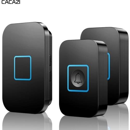 Smart Waterproof Wireless Doorbell 300M Remote US EU UK Plug Home LED Light Battery Door Bell 2 Button 1 Receiver 60 Chimes