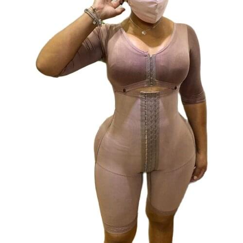 Tummy Control Shapewear Slimming Fajas Long Bodyshaper With Brassier And Sleeves