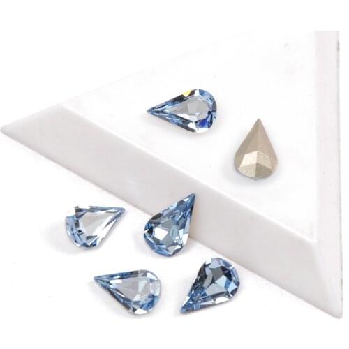 YANRUO 4300 Pear Shaped Fancy Rhinestone Lt. Sapphire Crystal Diamond Best Quality Crystals Rhinestones For 3D Nail Art Gems