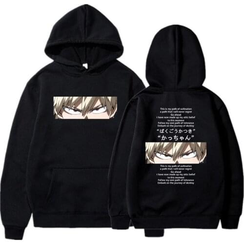 Japanese Anime Funny Bakugou Katsuki Eyes Letter Hoodies My Hero Academia Sweatshirts Streetwear for Women/men