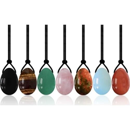 45*30mm Yoni Egg Rose Quartz Jade Egg Drilled Amethyst Ben Wa Balls for Women Kegel Exercise Natural Crystal Stone Eggs
