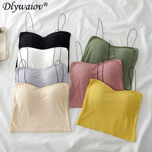 Womens camisole 2021 Sling Sexy Inside Crop Top summer clothes Female camis Tanks Slim girl Bra casual strap Ladies Solid New