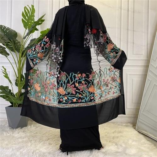 Ramadan Eid Embroidery Abaya Turkey Kimono Muslim Mubarak Cardigan Islam Clothing Abayas Women Dubai Kaftan Robe Femme Outwear
