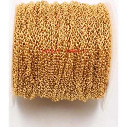 100meter Roll Anti-Tarnish Gold Stainless Steel 2mm Strong flattening Oval Link Chain Jewelry finding Marking DIY for pendant