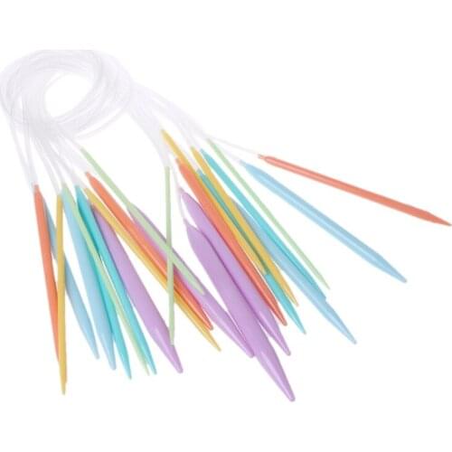 12Pcs/Set Plastic Circular Knitting Needle Crochet Set Craft Multicolor Tube 40cm 80cm