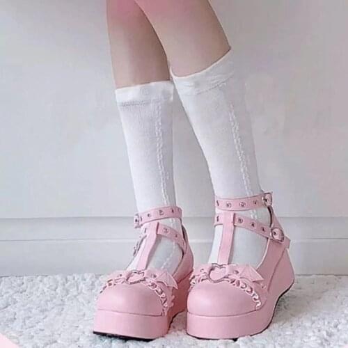 2021 Brcchenxi Shoes Kawaii Loli Shoes Little Devilian Bat Style Bow Demon Dark Goth Punk Platform Role Playing LoliShoes