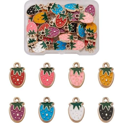 32Pcs Cherry Strawberry Enamel Charms Fruit Pineapple Pendants For Necklace Bracelet Earrings DIY Jewelry Making Accessories
