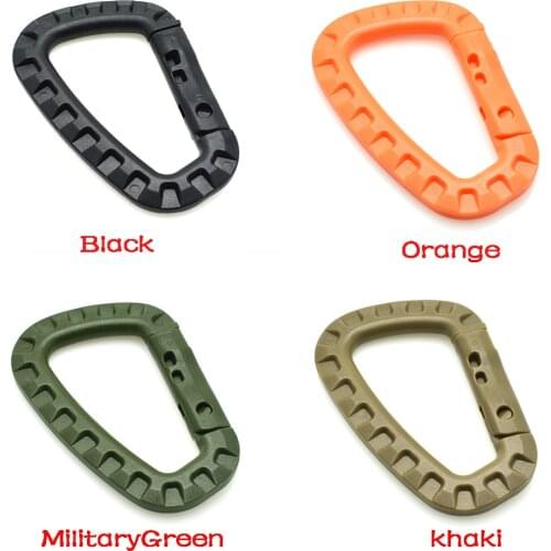 4pcs D Shape 200LB Mountaineering Buckle Snap Clip Plastic Steel Climbing Carabiner Hanging Keychain Hook Fit Outdoor