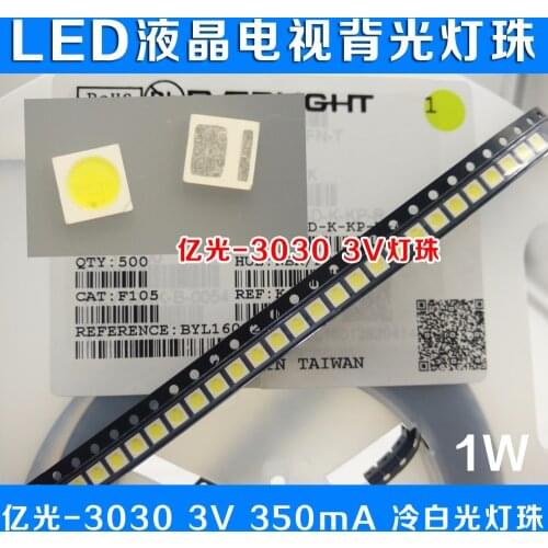 50PCS/LED 3030 lamp beads 1W LCD TV Backlight Lamp beads 3V cool white With Zener Pressure 30cps 350mA ~ 420mA 1.35W