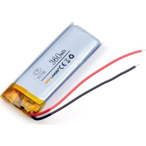 501745 3.7V 360mAh Rechargeable Li-Polymer Li-ion Battery For Mp3 Mp4 Mp5 DIY PAD DVD DVR E-book bluetooth headset 051745 501646