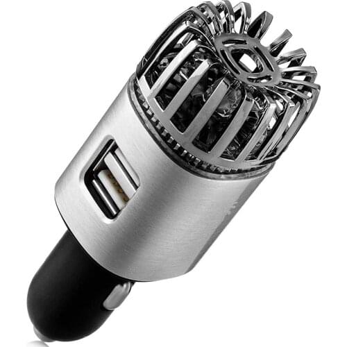 Car Air Purifier Ionizer - 12V Plug-in Ionic Anti-Microbial Car Deodorizer with Dual USB Charger moke Smell Pet and Food Odors