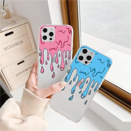 Summer Melting Ice Cream Phone Case for iPhone 12 11 Pro Max X XR XS Max 7 8 Plus SE 2020 Luxury Cartoon Sort Clear Covers