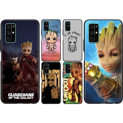 Marvel I am Groot For Huawei Honor 50 SE V30 View 20 V20 30i 30S 30 20S 20E 20i 20 Lite Pro Plus Black Phone Case