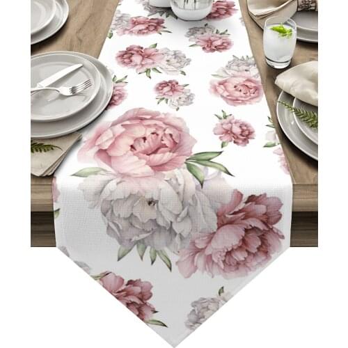 Vintage Flowers Watercolor Table Runner Luxury Dining Table Decor Tablecloth Table Runner for Wedding Party