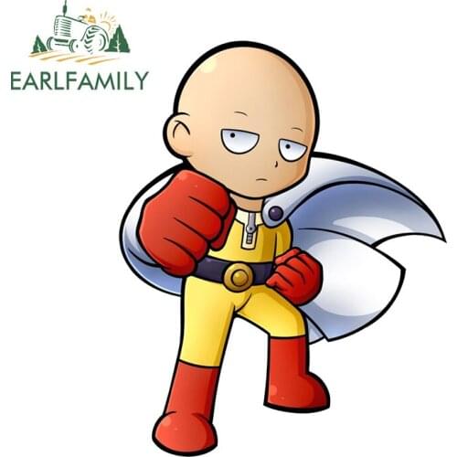 EARLFAMILY 13cm x10.2cm for One Punch Man Saitama Car Stickers Vinyl Decals Windshield Surfboard Sunscreen Custom Printing