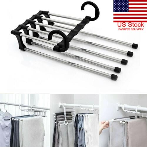 Hot Sale Simple Pant rack shelves 5 in 1 Stainless Steel Multi-functional Wardrobe Magic Hanger