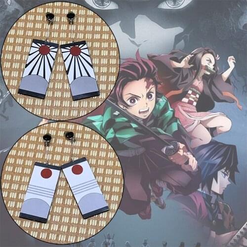 Anime Demon Slayer Kimetsu no Yaiba Kamado Tanjirou Ear Clip Cosplay Eardrop Earrings Costume